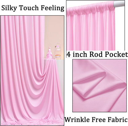 10ftx10ft Black Backdrop Curtains for Weddings Parties, Wrinkle Free 2 Panels Silky Polyester Photo Backdrop Drapes Back Drop Cloth Drapery for Birthday Mother'sDay Photography Background