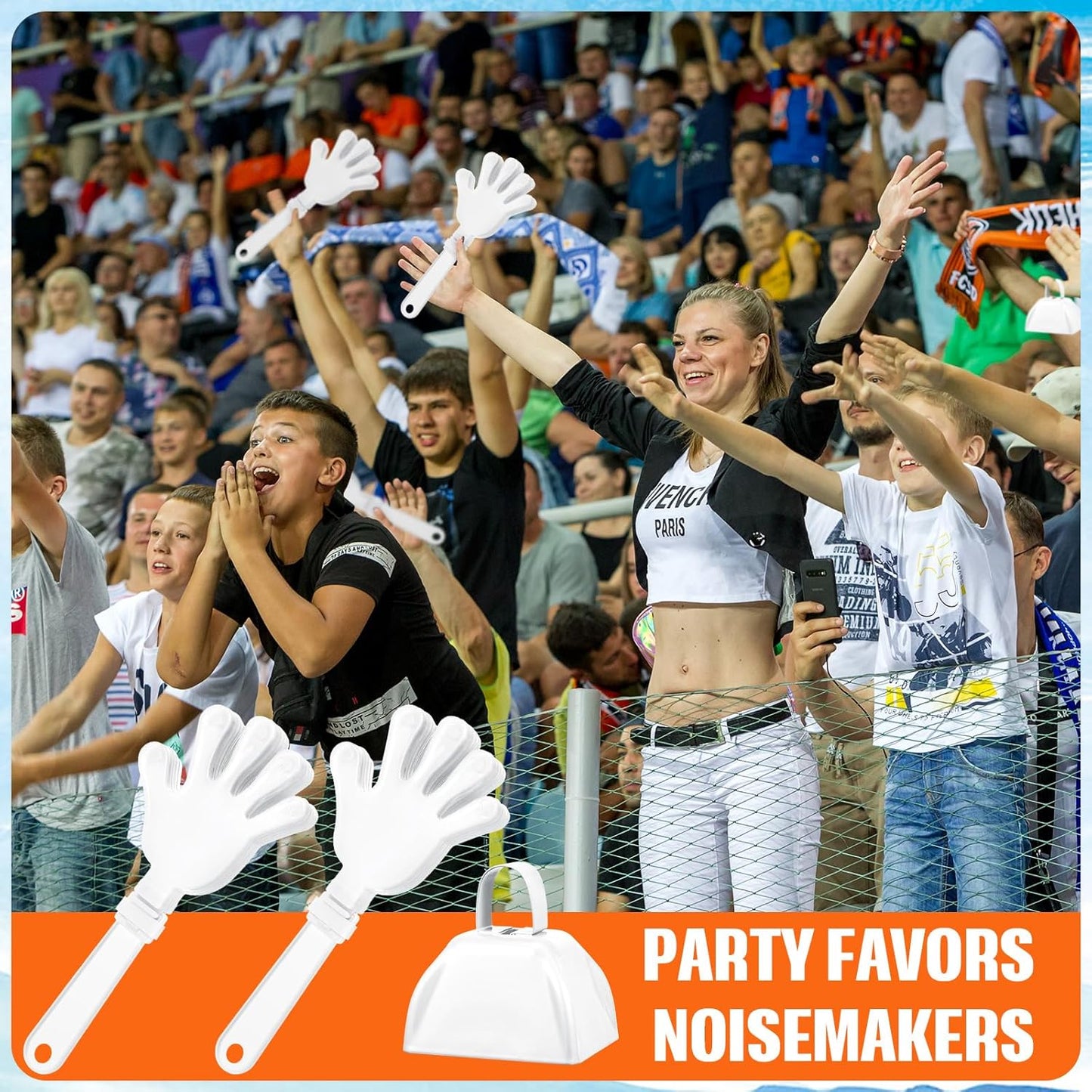 24 Pcs Hand Clappers and Metal Cowbells Noise Makers Cheering Clappers Cow Bells Handle Cheers Dance Basketball Football Noise Makers Sporting Events Graduation School Sports Party (Purple)