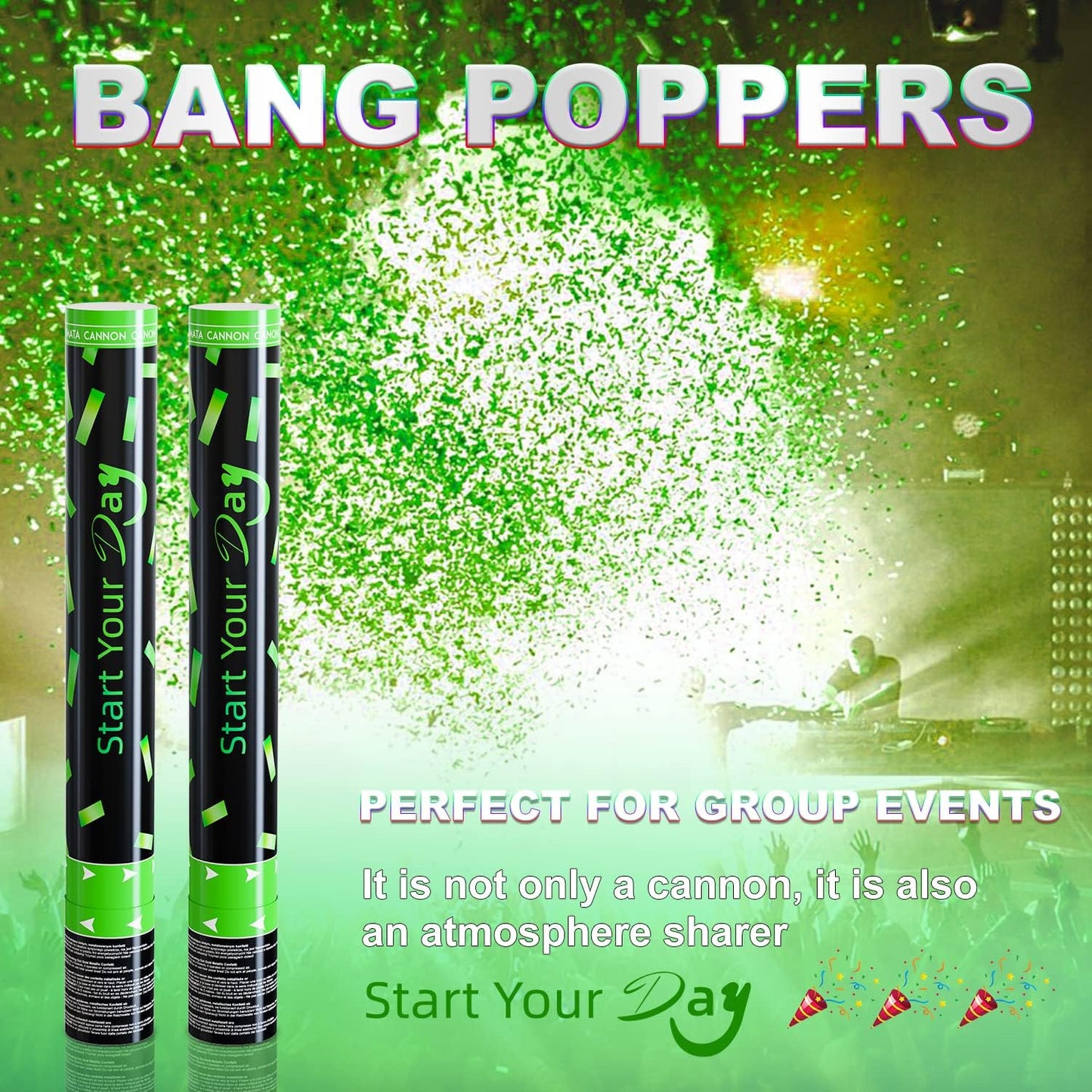 Confetti Cannons Confetti Poppers 5 Pack,15 Inch Gold Party Poppers Confetti Shooters, WORKKEEP Yello Confetti Pop for Birthday Wedding Celebration Halloween Decorations Air Powered Confetti Gun