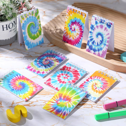 24 Pcs Mini Tie Dye Notebooks Tie Dye Party Favors Spiral Notepads Pastel Notebooks Pocket Notepads for Kids Teacher Classroom Supplies Birthday Party Goodie Bag Filler