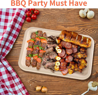 bloomoon 50 Pack 14 inch Disposable Crawfish Trays,Large Paper Plates 14 inch Food Trays Disposable for Seafood Lobster Crab BBQ, Crawfish Boil Party Supplies