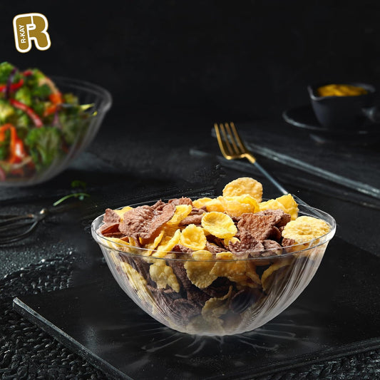 R-kay 6 Pack Extra Large Serving Bowl - 150 Ounce Plastic Serving Bowls For Entertaining - Clear Plastic Bowls For Salads And Snacks - Disposable bowls For All Occasions