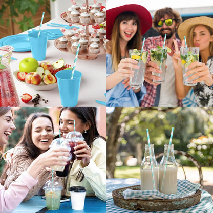 Disposable Paper Straws Solid Green - 7.75'' x 0.24'', 100 Counts - for Drinking, Beverage, Juice, Soda, Bar Supplies