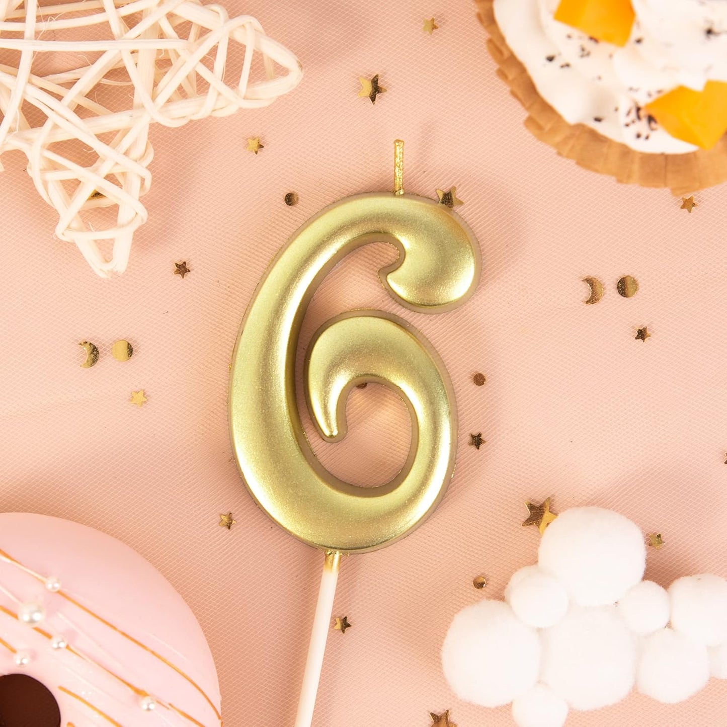 PHD CAKE 2.76 Inch Elegant Gold 1 Number Birthday Candles, Gold Number Candles, Cake Number Candles, Party Celebration