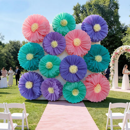 Chunful 5 Pcs 30'' 24'' Gaint Pastel Tissue Paper Flowers Decoration Large Hanging Tissue Paper Pom Poms Decor for Pastel Birthday Bachelorette Wedding Baby Shower Bridal Shower Easter Party Decor