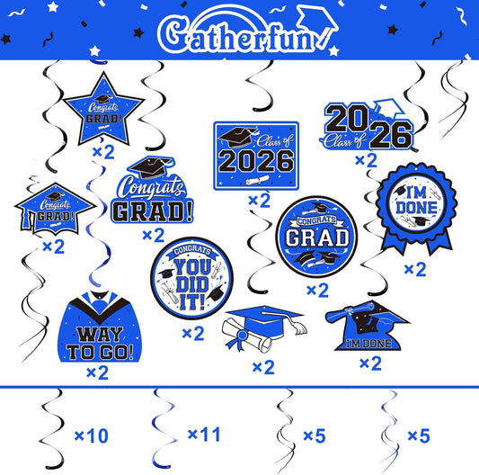 31 Pieces Graduation Decorations Class of 2026, Graduation Hanging Swirl Congrats Grad and Graduation Party Decorations(red, Black)
