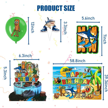 TJLMCORP Italian Brainrot Party Game, Pin the Tail Party Game Set With 24 Stickers and and 2 Blindfolds, Tralalero Themed Birthday Party Supplies, Brain Rot Party Decorations（Tung Tung Tung Sahur）