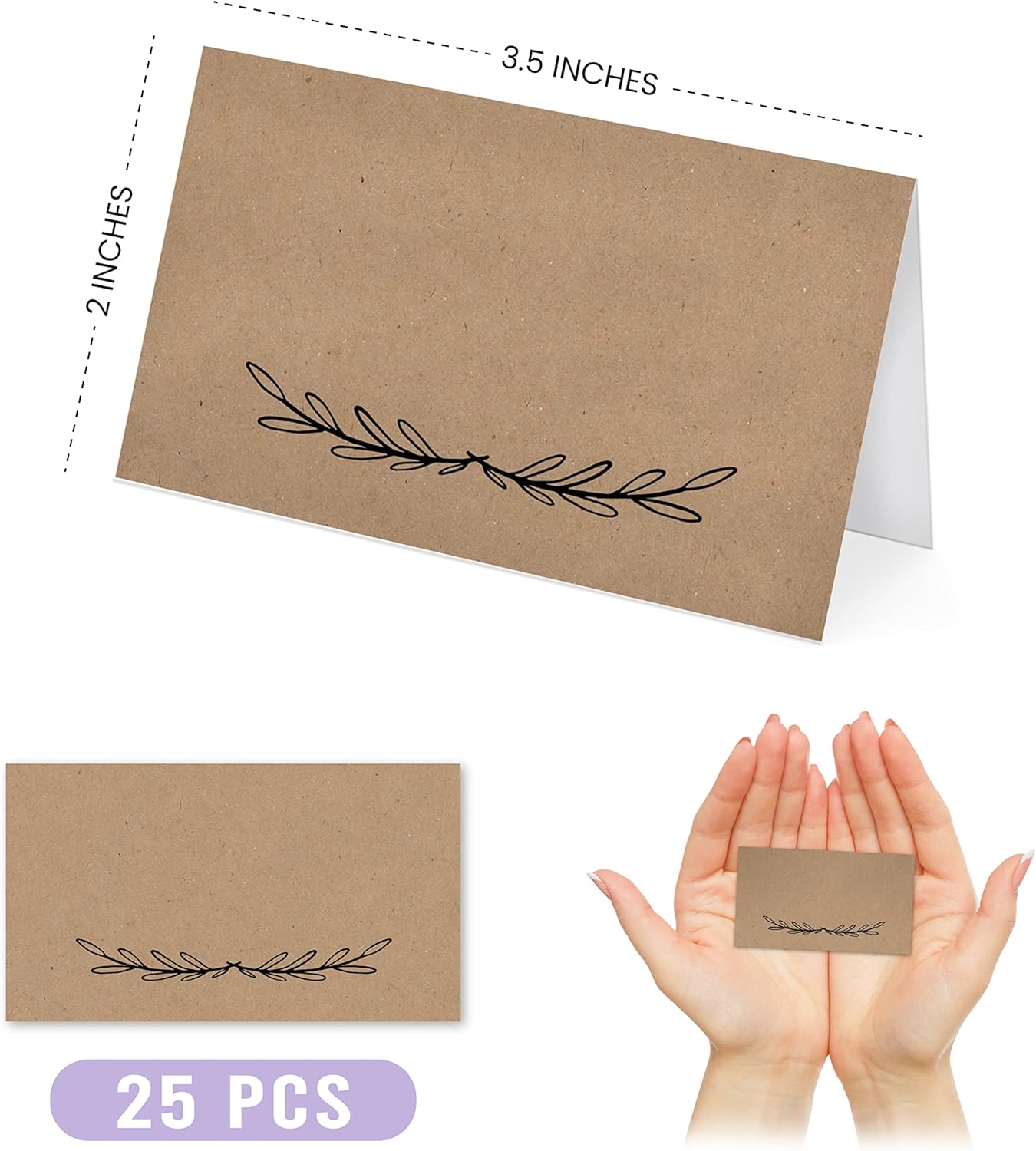 25 Rustic Kraft Tent Table Place Card For Wedding Thanksgiving Christmas Holiday Easter Catering Buffet Food Sign Paper Name Escort Card Folded Seat Assignment Setting Label Banquet Party Craft Event