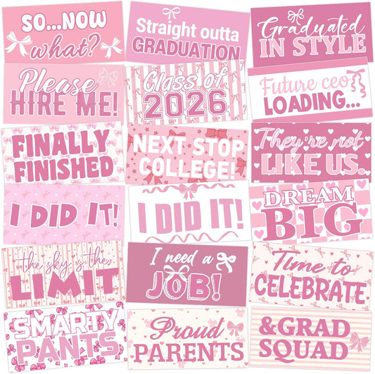 Beeveer 24 Designs Fun Photo Booth Props Fun Photo Booth Sign Decorations for Photoshoot PVC Double Sided 11x5.5 Inch DIY Waterproof Selfie Signs for Wedding Birthday Graduation Hawaiian All Party
