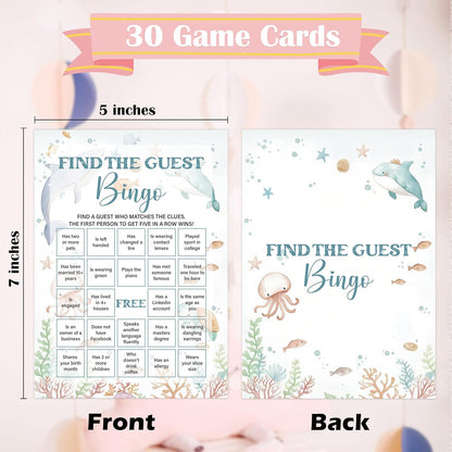 Under The Sea Baby Shower Bingo Game, Pack of 30 Game Cards, Sea Creatures Ocean Shower Game, Gender Reveal Party Decorations, Gender Neutral - KR77