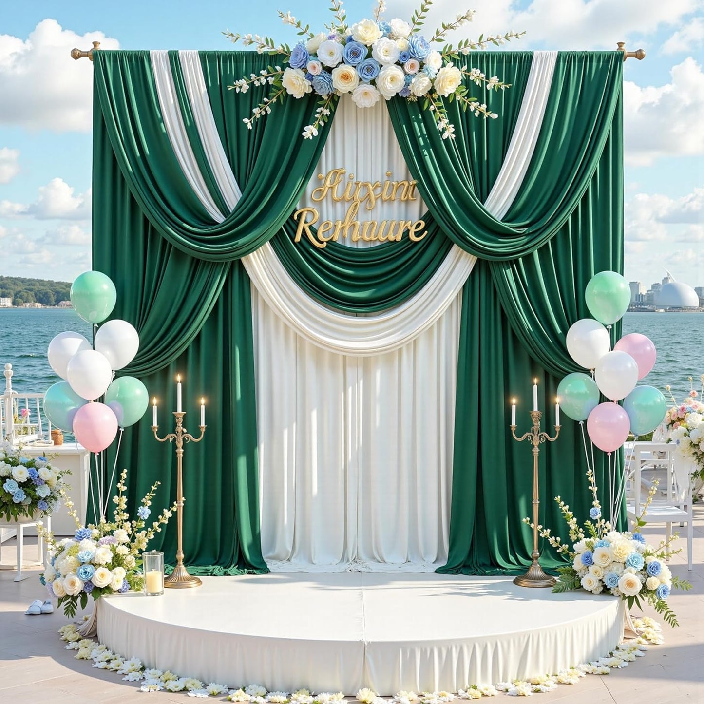 10 ft x 10 ft Wrinkle Free White Backdrop Curtains for Wedding Parties, Polyester Photography Backdrop Drapes for Birthday Parties Stage Backdrop Stand, 2 Panels 5x10FT Background Curtains