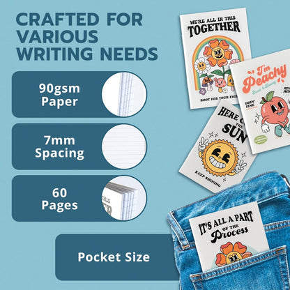 THiNKABLE Mini Notebooks for Kids, Set of 24, Retro Mini Kid Journals Bulk, Small Notebooks for Party Favors, Back to School Supplies, Inspirational Notebooks, Pocket Journal sets