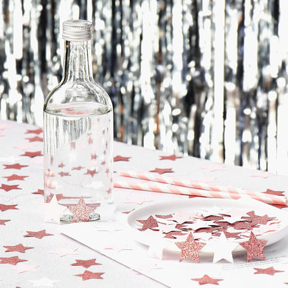 300pcs Navy Blue White Silver Confetti,Glitter Paper decor Twinkle Little Star Table Confetti,Birthday Graduation 2024 Fathers Day Wedding Baby Shower Party Decorations Circle Dots Lasting Surprise