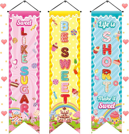 Chiisong 3 Pcs Neon Banner Party Decorations Let's Glow Banner Glow in the Dark Porch Sign Welcome Birthday Porch Sign for Neon Birthday Party Supplies Club Halloween Classroom Decorations