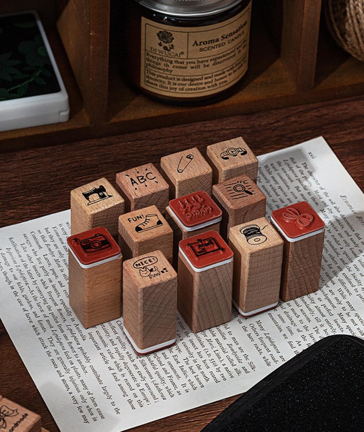 25pcs Mood Expression Wooden Rubber Stamps Kit, Cute Small Emoticon Theme Stamps for Decorative Diary Planner DIY Craft Scrapbook Card Making Letters Journal