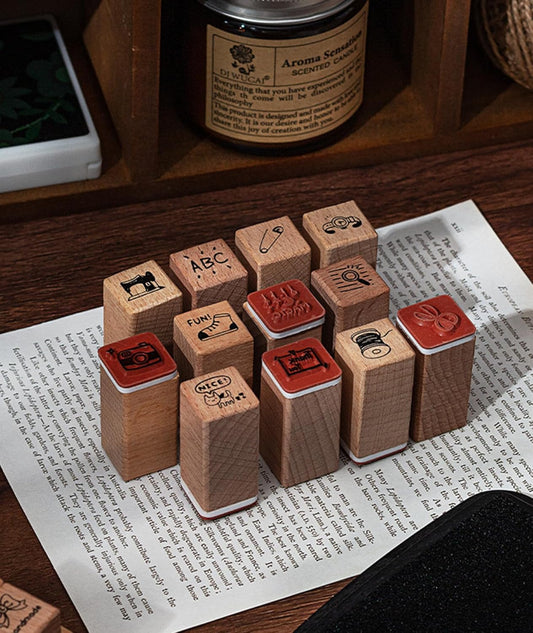 25pcs Mood Expression Wooden Rubber Stamps Kit, Cute Small Emoticon Theme Stamps for Decorative Diary Planner DIY Craft Scrapbook Card Making Letters Journal