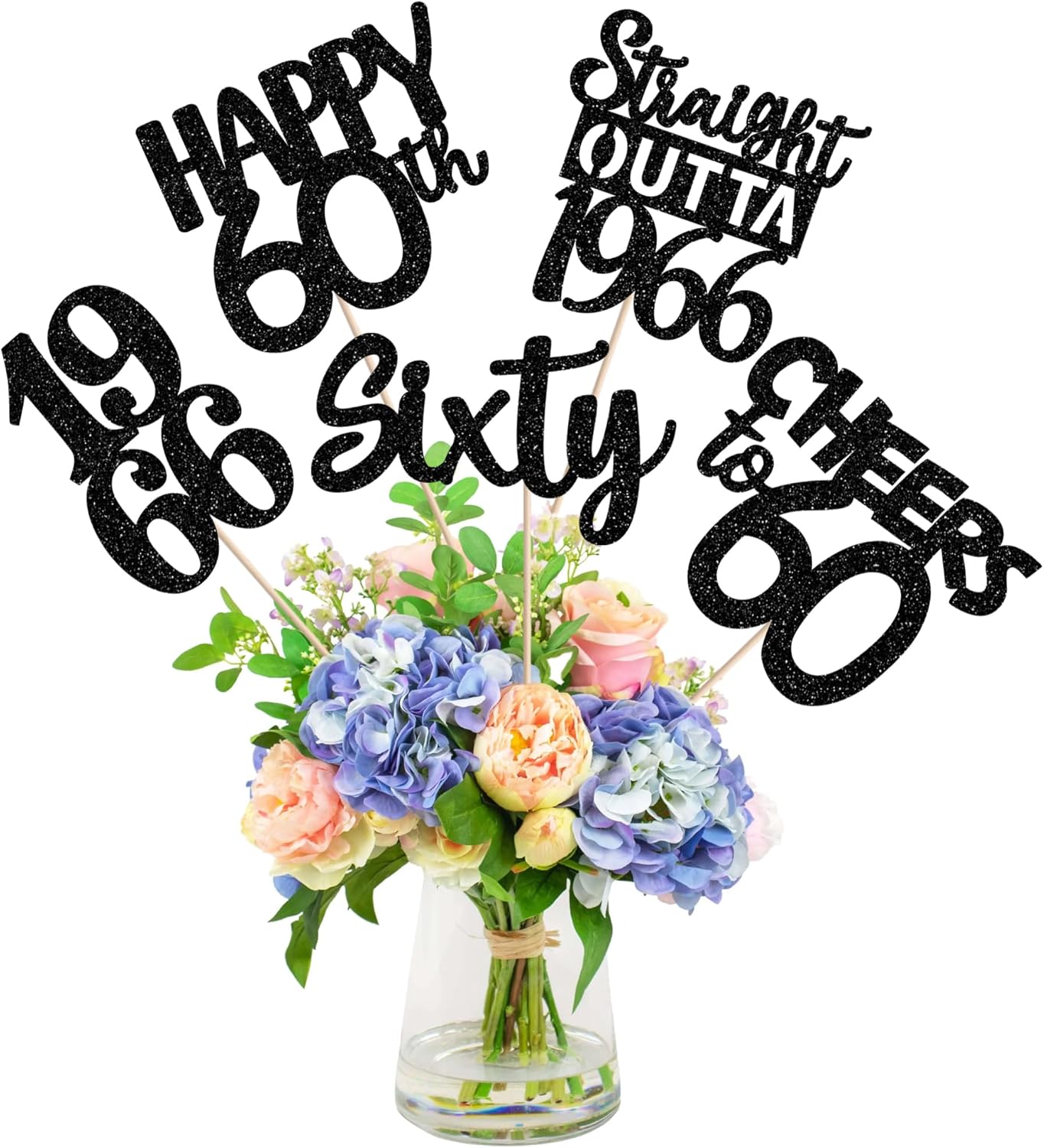 15 PCS 50th Birthday Centerpiece Sticks Fifty Happy 50th Straight Outta 1976 Table Flower Centerpieces Sticks Cheers to 50 Floral Decorations for 50th Birthday Party Centerpieces Supplies Black