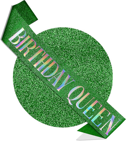 RUDONG M Birthday Queen Sash Glitter - Gold Birthday Sash for Women & Girls | Sweet 16/18th/21st/30th/40th/50th/60th/70th, All-Age Celebration Party Decor