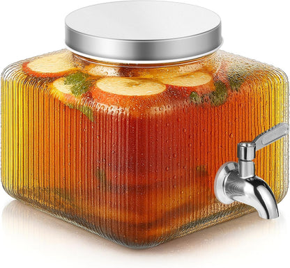 1 Gallon Drink Dispensers for Parties,Beverage Dispenser for Fridge with Leakproof Stainless Steel Spigot, Ideal for Water, Lemonade, Juice, Iced Tea