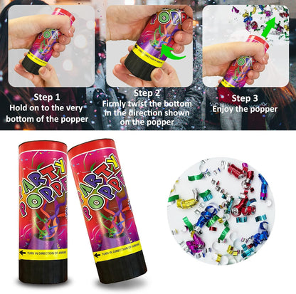 8 PCS Party Confetti Poppers Cannons for Wedding Birthday Graduation Baby Shower Anniversary Christmas New Year's Party Celebrations Supplies and Favors