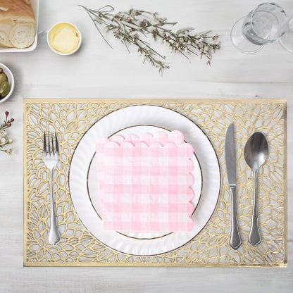 100 Pcs Striped Pastel Napkins, 5 x 5 Inches Scalloped Napkins, Disposable Cocktail Napkins for Pastel Summer Party Birthday Wedding Decor