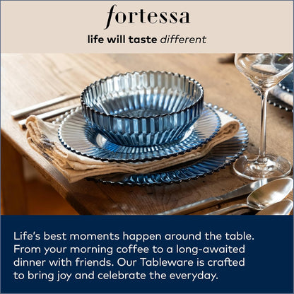Fortessa Jupiter Beaded Hobnail Glass, 8.5 Inch Mini Cake/Cupcake Stand, Cornflower Blue
