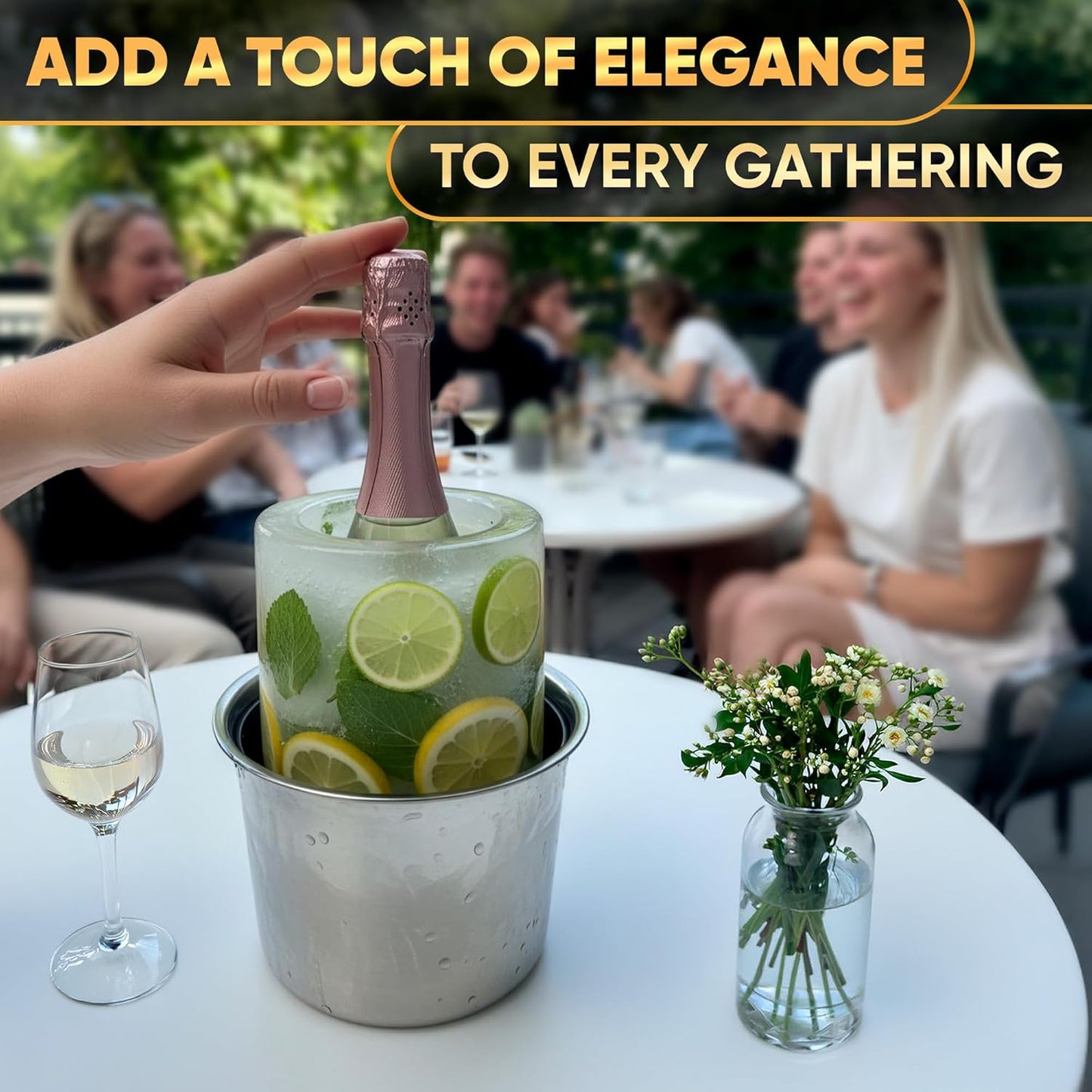 Champagne Bucket Ice Mold Wine Chiller - Ice Bucket Flower Food Grade Bucket Champagne Chiller - Beer Bucket Cooler Small Metal Bucket Ice Bucket for Parties
