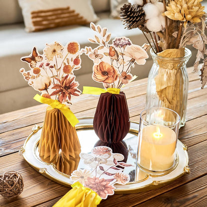 SUNBEAUTY 9PCS Spring Wildflower Party Decorations Wild Flowers Honeycomb Centerpieces for Tables Wildflower Birthday Spring Flower Theme Party Decorations for Garden Baby Shower, Easter, Mothers Day