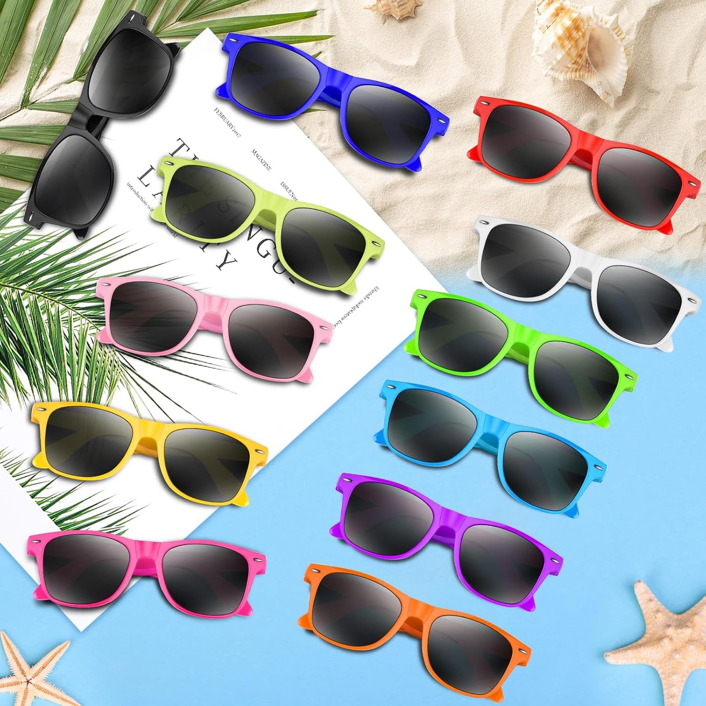 NEBURORA 6 Pack Neon Sunglasses Bulk Classic Retro Multicolor Party Sunglasses for Goody Bag Fillers Toys Adult Men Women Birthday Summer Beach Party Favors