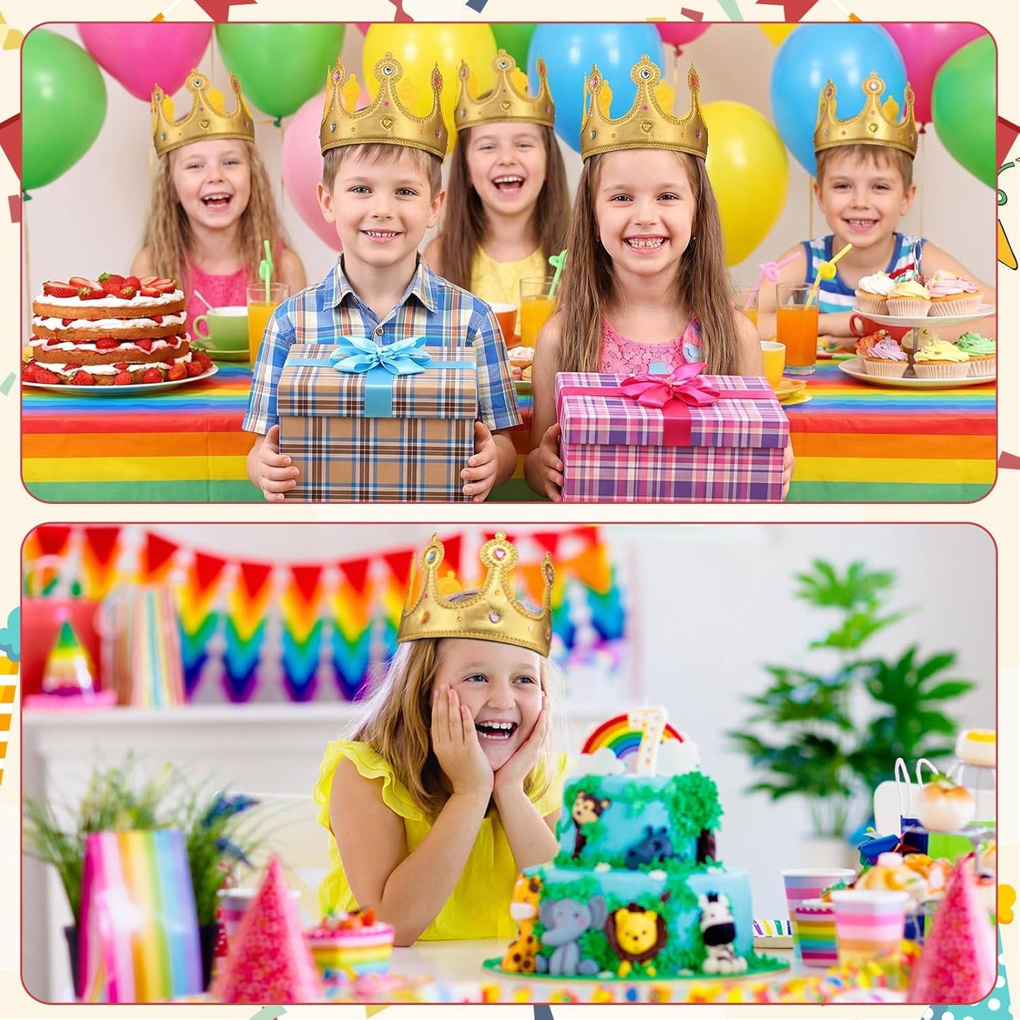 Yaomiao 44 Pcs Birthday Foam Crowns for Kids Princess Tiaras King Hat Bulk Diamond Sticker Kits for Crown Party Supplies