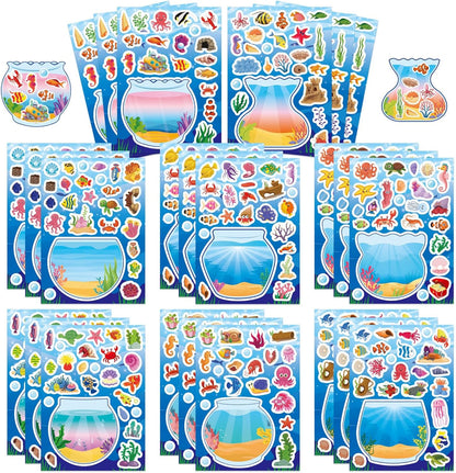 24 Sheets Make a Face Stickers for Kids Toddlers, Make Your Own Animal Mix and Match Sticker Sheets with Sea Animals Horses Dinosaurs Unicorns for Kids Crafts Party Favors Goodie Bags Stuffers