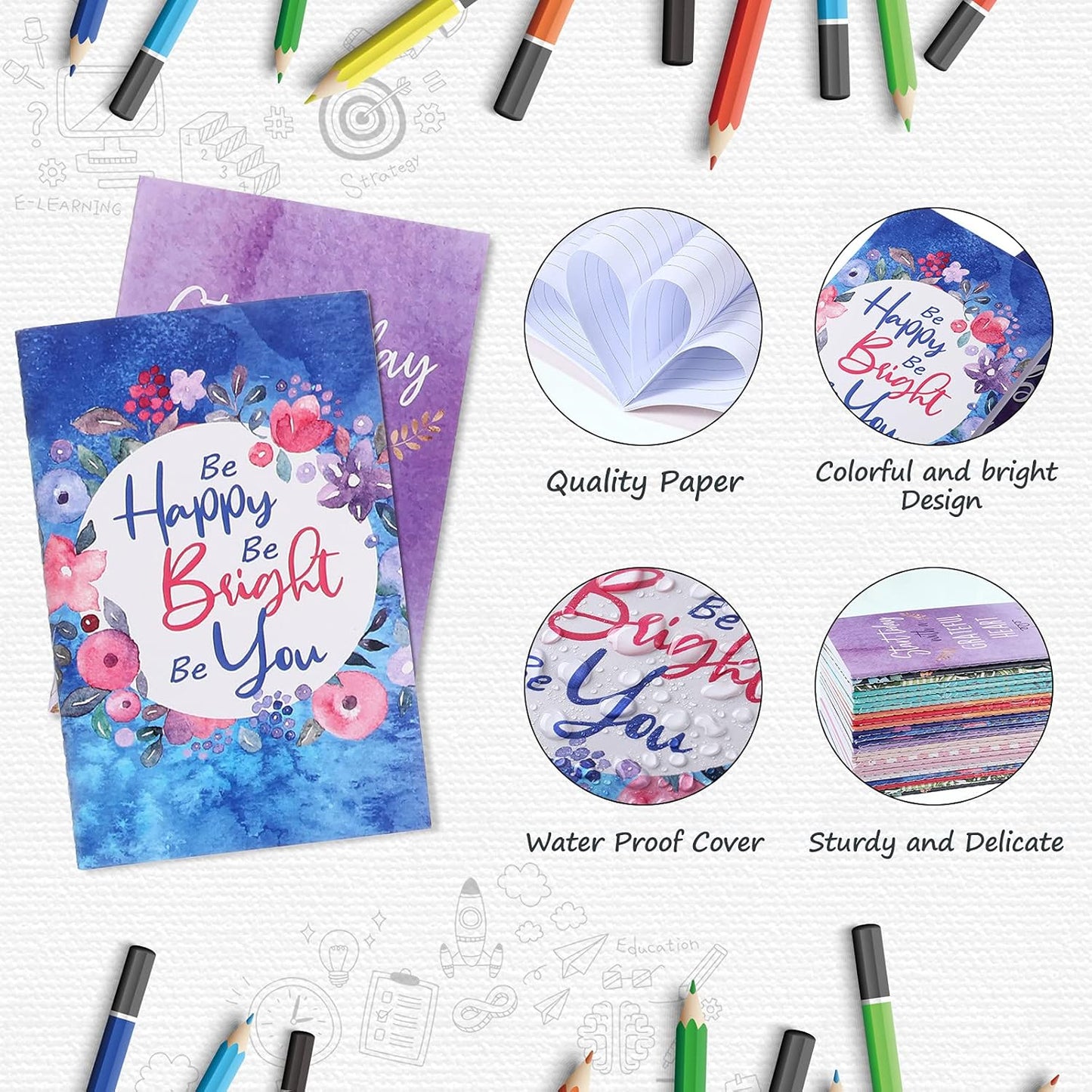 Containlol 24 Pcs Inspirational Notepads Bulk Mini Motivational Gratitude Journals Notebook with Positive Quotes Small Notepads Graduation Party Favors for Women Nurses Teachers Office(Lovely Style)