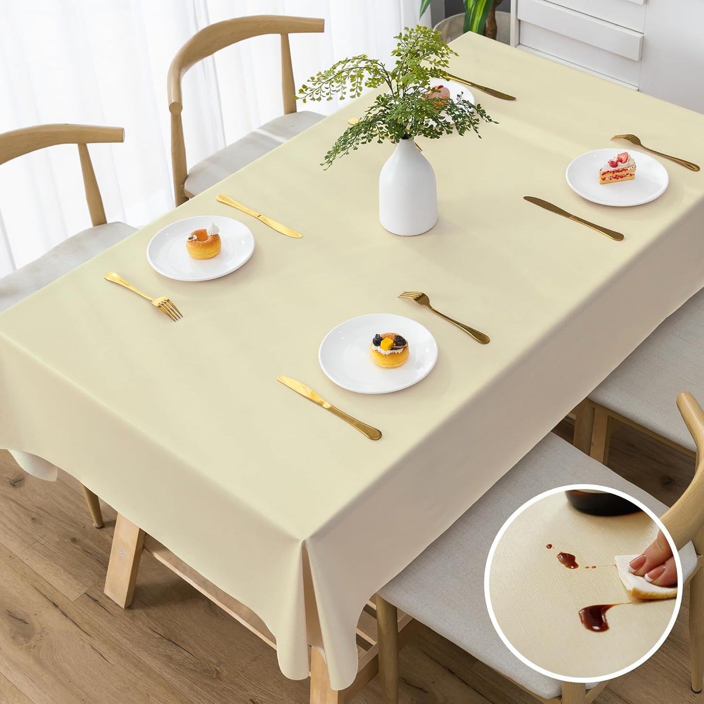 Rectangle Table Cloth,100% Waterproof Tablecloth Oil Proof Spill Proof Vinyl Table Cloth, Wipe Clean Plastic Table Cover for Dining, Camping, Indoor and Outdoor 52" x 70",Leaves