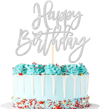 ZHUOWEISM 1 PCS Gold Happy Birthday & Anniversary Cake Topper
