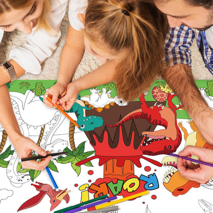 43.3x31.5 Summer Coloring Poster with Picture, Giant Cute Painting Poster, Large Coloring Tablecloth for Classroom Home Birthday Party Supplies Favor