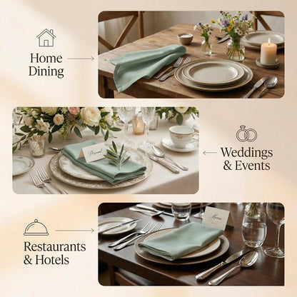 ACCENTHOME Natural Cotton Linen Napkin Set of 12 18x18 inch Dinner Napkins - Washable Soft Premium Hotel Quality Reusable Hemmed Edges Napkins Perfect Table Linens for Family Dinners, Weddings