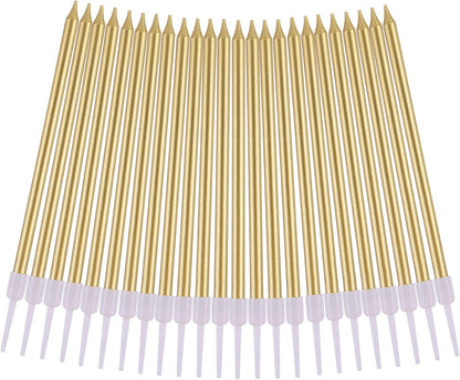 PHD CAKE Champagne Gold Long Thin Metallic Birthday Candles, Cake Candles, Birthday Parties, Wedding Decorations, Party Candles