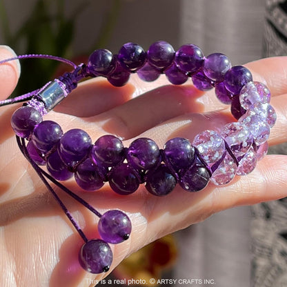 ARTSY Crafts Glow in The Dark Firefly Beads Bracelets, 7 Chakras Crystal Mermaid Glass Beaded Bracelets for Anti Anxeity Healing Energy Money Wealth Abundance Stackable Bangle Wristband