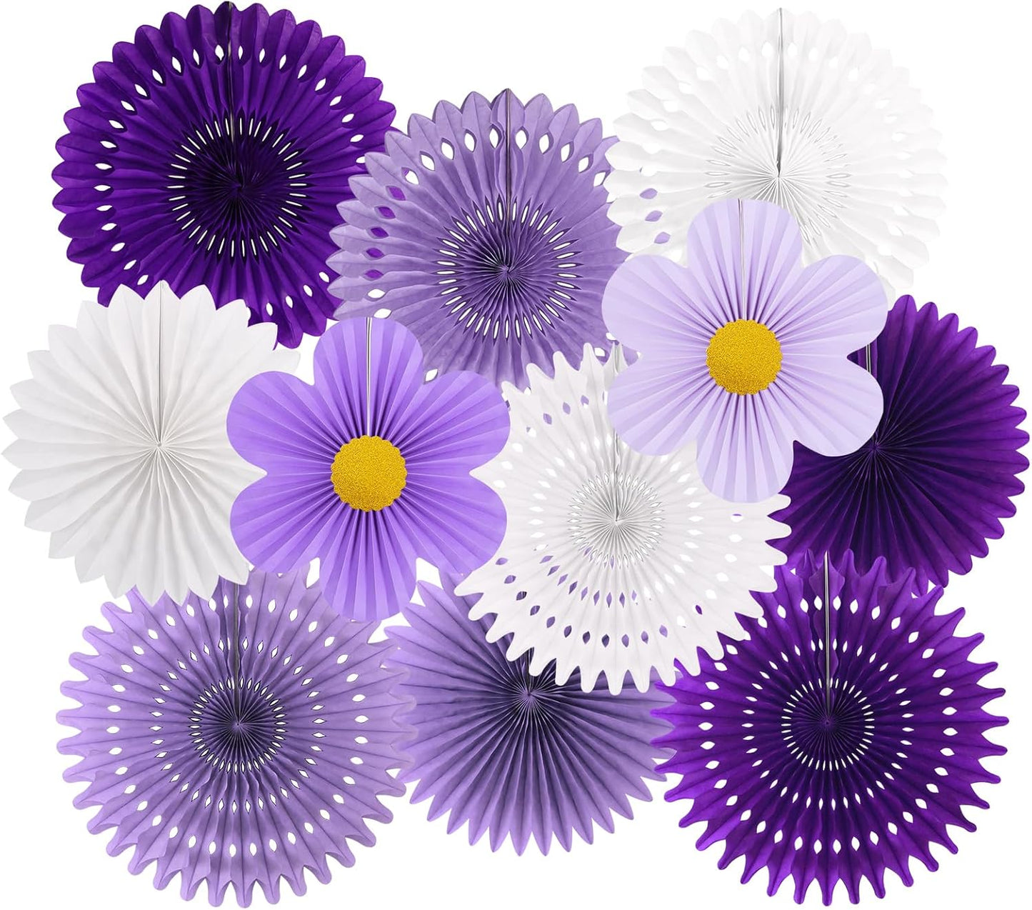 Party Hanging Paper Fans Decoration Set for Wedding Birthday Party Mother's Day Round Events Accessories Set of 8