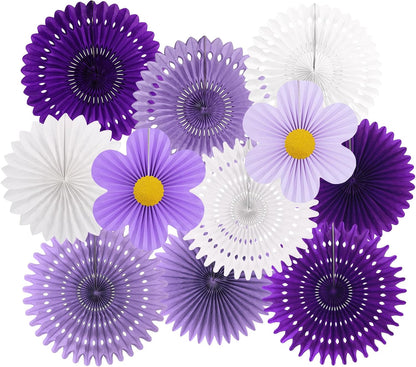 Party Hanging Paper Fans Decoration Set for Wedding Birthday Party Mother's Day Round Events Accessories Set of 8