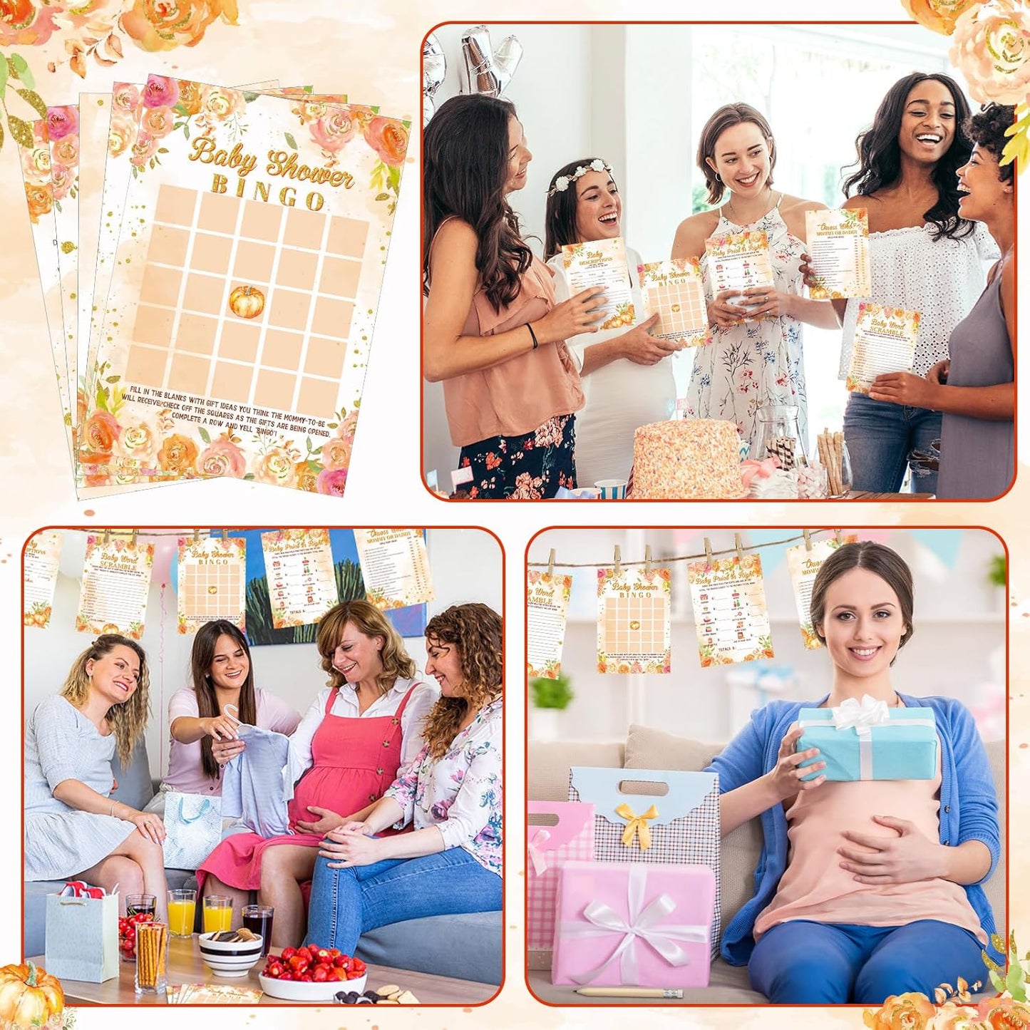 Yinder 145 Pcs Baby Shower Games Activities Cards with 20 Pencils Includes Baby Bingo Description and Wishes Guess Who Price is Right Word Scramble Game(Here Comes the Son)