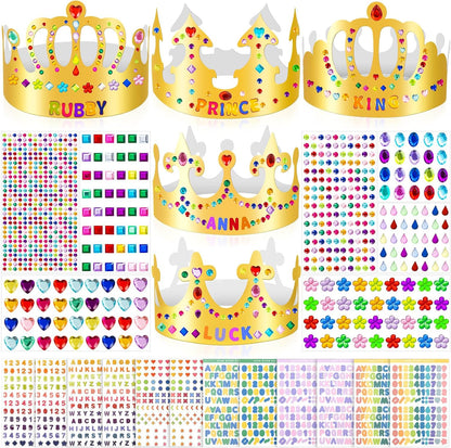 Gold Paper Crowns, Diy Birthday King Crowns Craft to Decorate, Paper Prince Princess Crown Hats for School Classroom