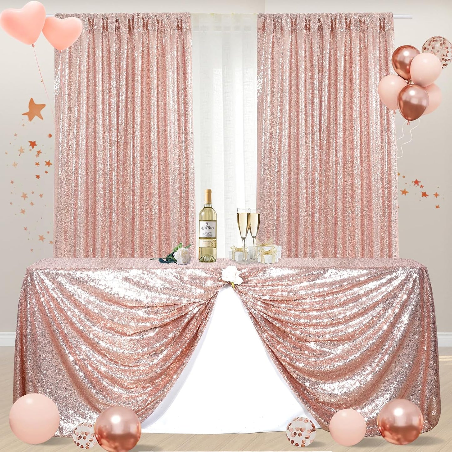 Poise3EHome Black Sequin Backdrop Curtains, 2 Panels 2FTx8FT Glitter Photo Booth Backdrop for Halloween Birthday Bachelorette Wednesday Twilight Party Decorations