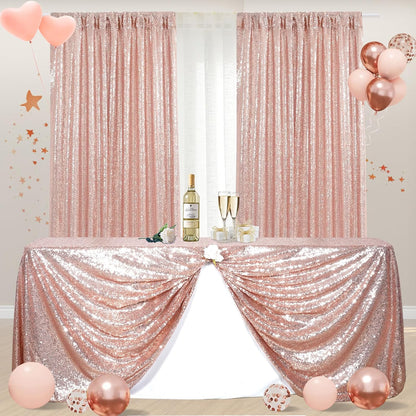 Poise3EHome Black Sequin Backdrop Curtains, 2 Panels 2FTx8FT Glitter Photo Booth Backdrop for Halloween Birthday Bachelorette Wednesday Twilight Party Decorations