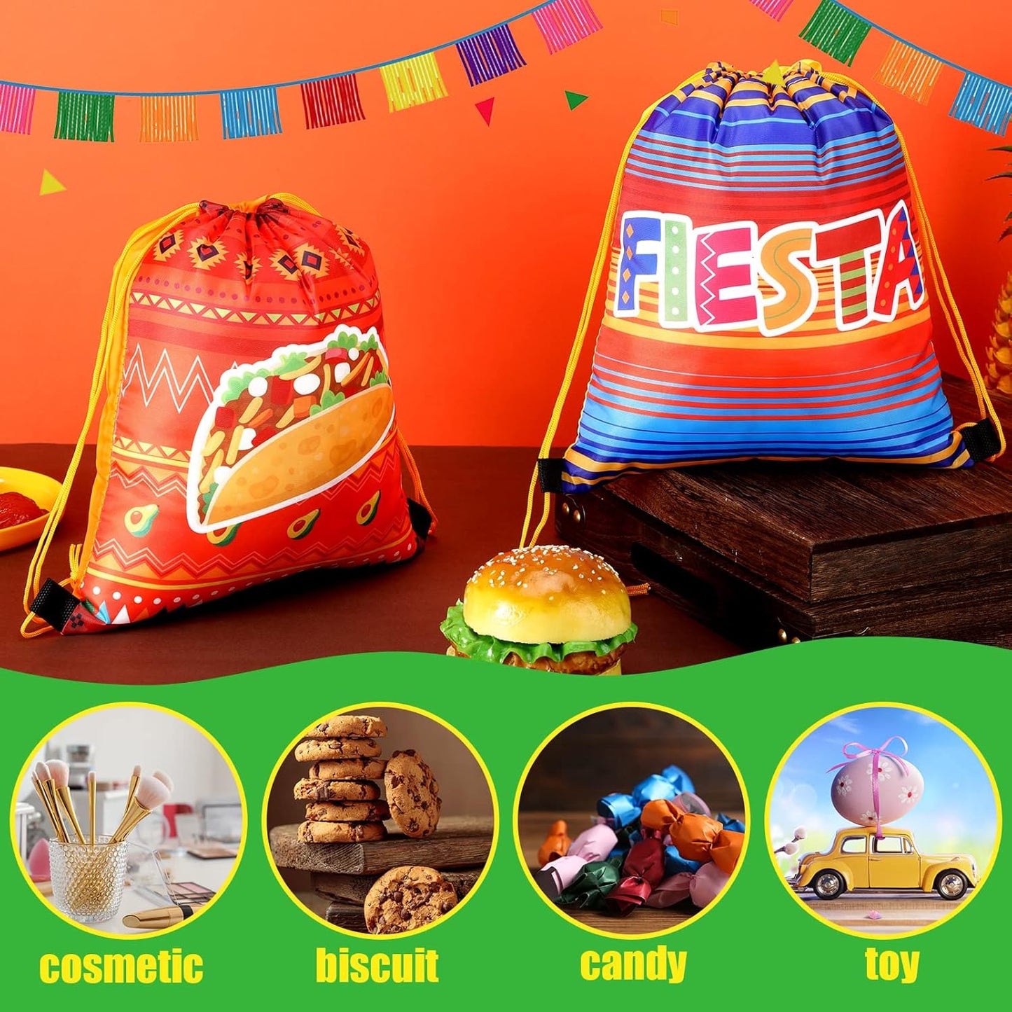 Marsui 24 Pcs Glowing Party Favor Drawstring Bags Gift Goodie Candy Favors Bags for Birthday Party Supplies