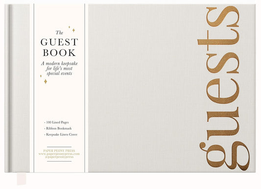 Guest Book: Beautiful Keepsake for Life’s Special Events - Sign In Book for Wedding Reception, Baby Shower, Funeral and Vacation Home - 100 Pages, Ribbon Bookmark and Gold Foil