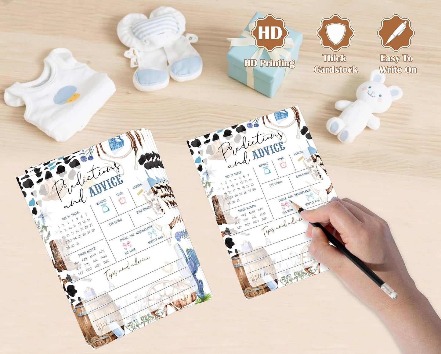 Cowboy Baby Shower Bingo Game, Pack of 30 Game Cards, Wild West Rodeo Shower Game, Gender Reveal Party Decorations, Gender Neutral - KR59