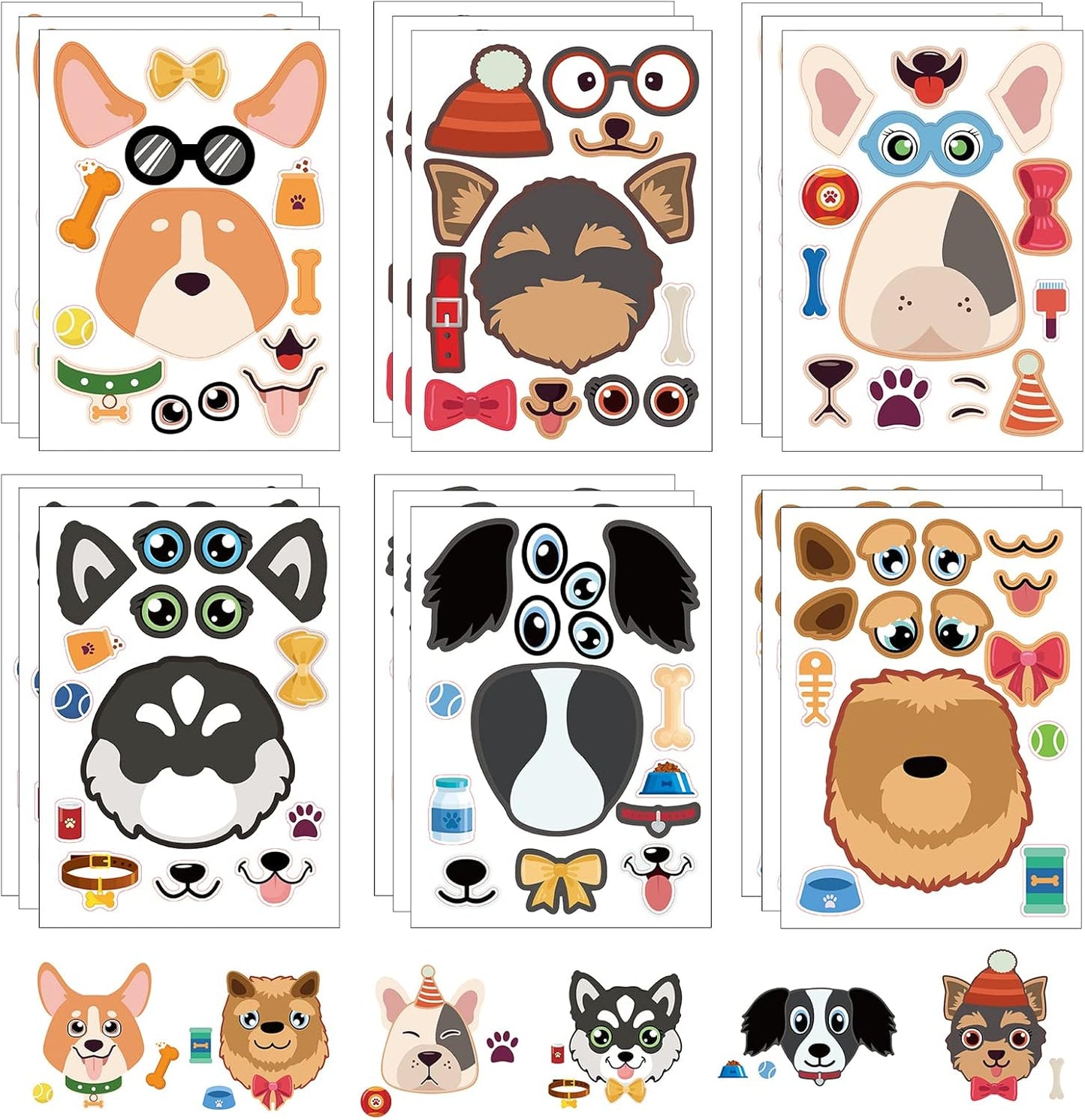 24 Sheets Cupcake Make a Face Sticker Sheets for Kids Todders Activities, Make Your Own Stickers for Kids Birthday Party Favor Supplies Craft