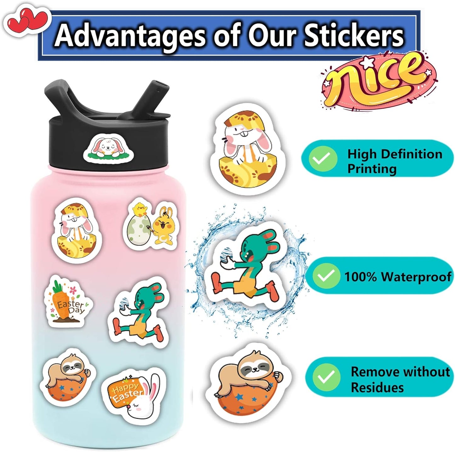 200PCS Waterproof Vinyl Stickers for Water Bottles, Cute Kids Stickers for Classroom Decor, Teacher Supplies & Classroom Must Haves