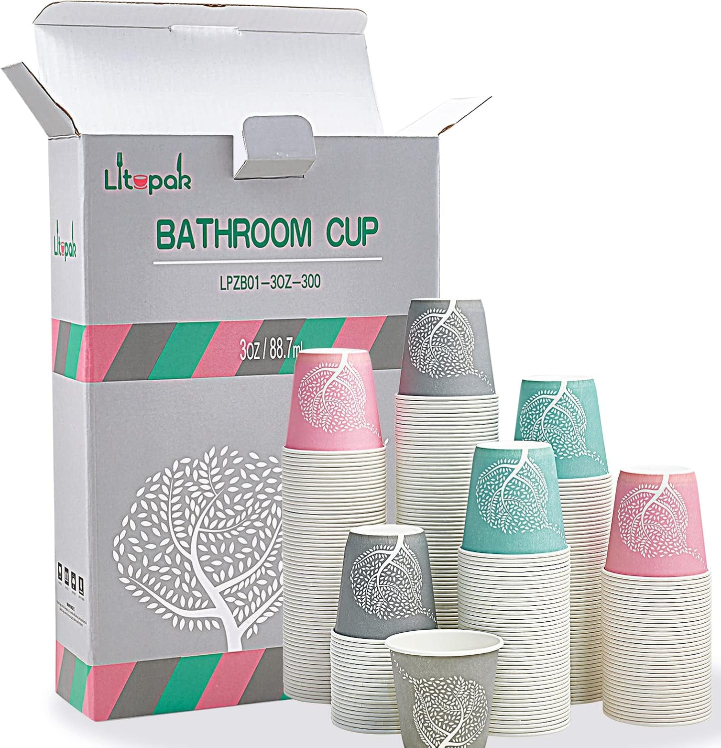 LITOPAK 600 Pack 3 oz Disposable Bathroom Cups, Colorful Small Disposable Paper Cups for Parties, Picnics, Barbecues, Travel and Events